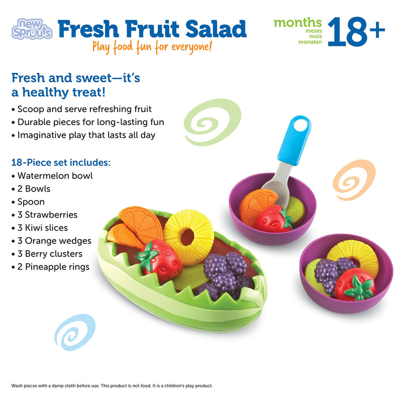 [Australia - AusPower] - Learning Resources New Sprouts Fresh Fruit Salad Set - 18 Pieces , Ages 18+ Months Pretend Play Food for Toddlers, Preschool Learning Toys, Kitchen Play Toys for Kids 