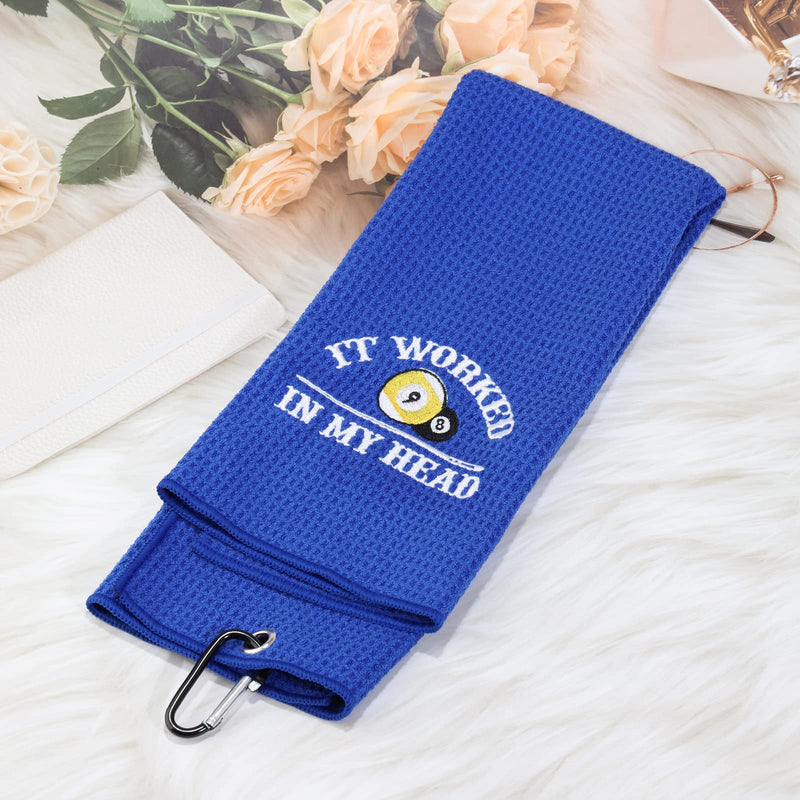 [Australia - AusPower] - MEIKIUP Billiards Billiard Cue Towel 8-Ball Pool Cue Clean Towel Billiard Pool Player Gift Embroidered Billiards Towel It Worked in My Head (Worked in My Head) 