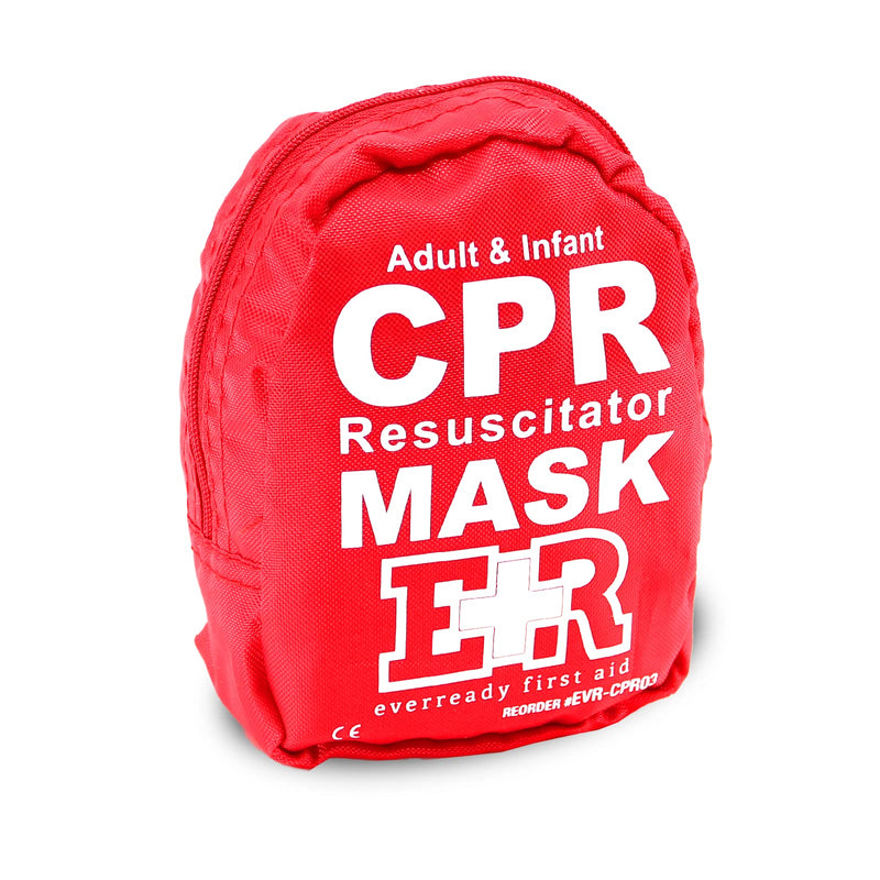 [Australia - AusPower] - Ever Ready First Aid Adult and Infant CPR Mask Combo Kit with 2 Valves with Pair of Nitrile Gloves & 2 Alcohol Prep Pads - Red - 2 Pack 