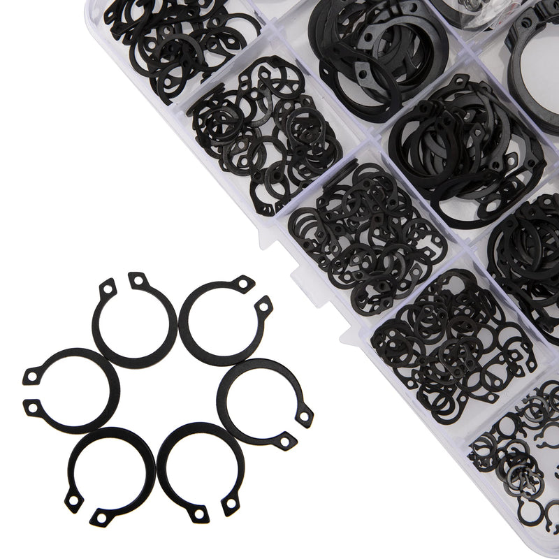 [Australia - AusPower] - Rrina 340Pcs Snap Ring Shop Assortment Alloy Steel External Circlip Snap Retaining Clip Rings Set, Size: 4mm to 28mm 