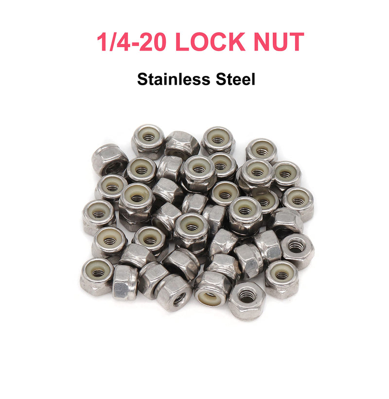 [Australia - AusPower] - cSeao 80pcs 1/4"-20 Inch Nylon Inserted Self Locking Nuts, 304 Stainless Steel / 18-8, Plain Finish 1/4"-20 80pcs 