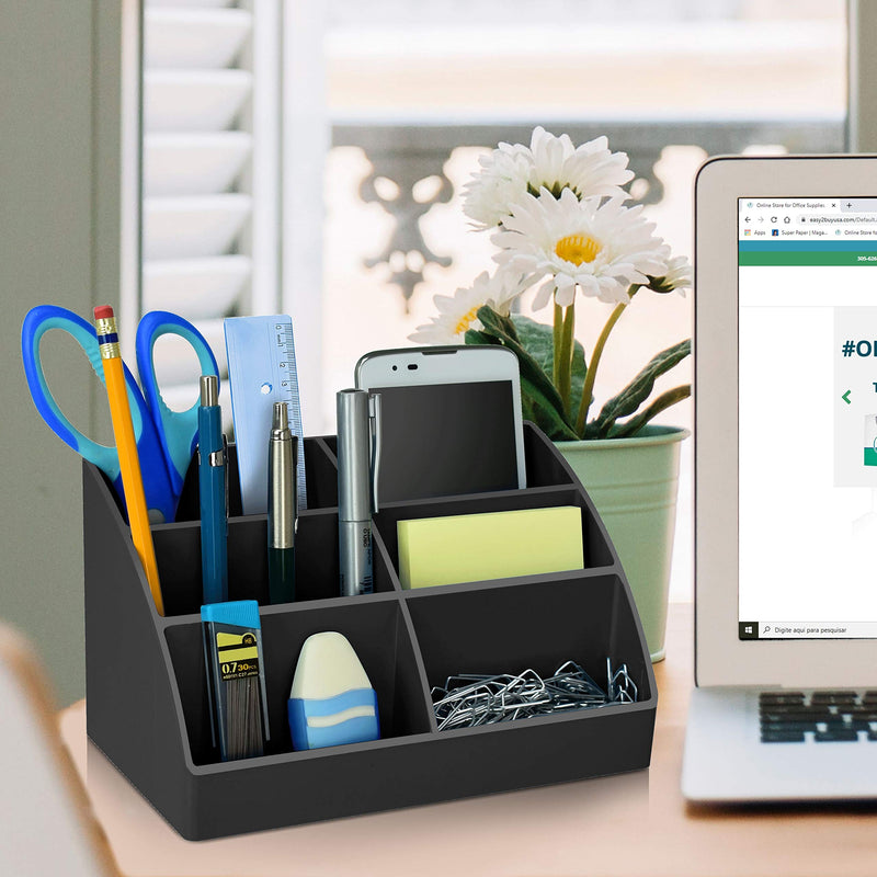 [Australia - AusPower] - Acrimet Incline Desktop Easy Organizer Caddy Holder - Supplies Storage and Home Organization (Plastic) (Black Color) 