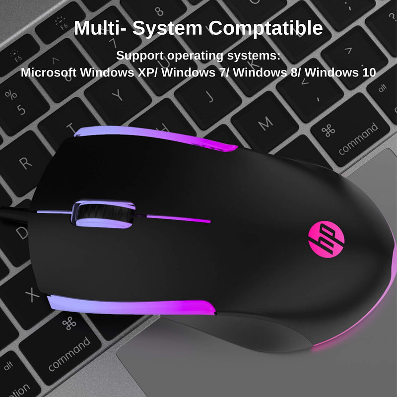 [Australia - AusPower] - HP Wired RGB Gaming Mouse High Performance Mouse with Optical Sensor, 3 Buttons, 7 Color LED for Computer Notebook Laptop Office PC Home 