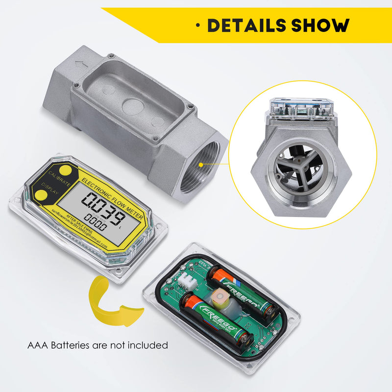 [Australia - AusPower] - CGOLDENWALL Turbine Flow Meter Digital Fuel flowmeter for Water Diesel Kerosene, Flow Rate Range 10-73.5 GPM (1.5" Flow Meter) 1.5 inch 