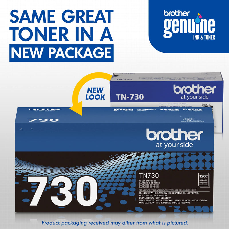 [Australia - AusPower] - Brother Genuine Standard Yield Toner Cartridge, TN730, Replacement Black Toner, Page Yield Up To 1,200 Pages, Amazon Dash Replenishment Cartridge,1 Pack 1 Pack 