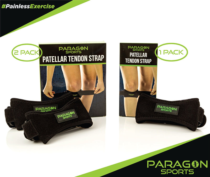 [Australia - AusPower] - Paragon Sports Patella Knee Strap for Running, Fitness, Stairs Climbing/Adjustable Patellar Tendon Support Band for Basketball, Athletics Pain Relief Brace for Jumper's Knee and Chondromalacia Black 2 pack 
