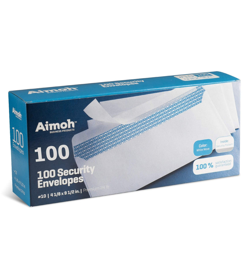 [Australia - AusPower] - #10 Security Tinted Self-Seal Envelopes - No Window - EnveGuard, Size 4-1/8 X 9-1/2 Inches - White - 24 LB - 100 Count (34100) 100 Ct. 