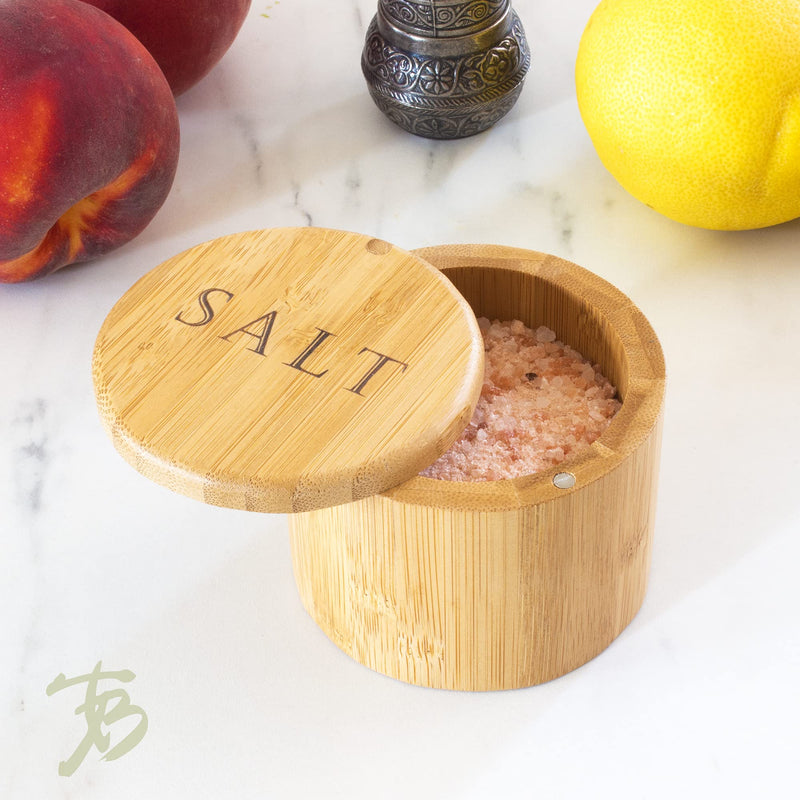 [Australia - AusPower] - Totally Bamboo Salt Cellar Bamboo Storage Box with Magnetic Swivel Lid, 6 Ounce Capacity, "Salt" Engraved on Lid 