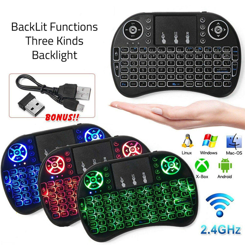 [Australia - AusPower] - Wireless Mini Keyboard Remote Control Touchpad Mouse Combo Controller with RGB Backlit for Smart TV Android TV Box PC IPTTV 2.4GHz 
