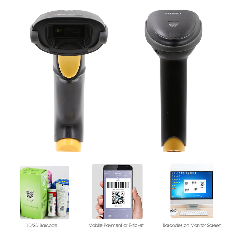 [Australia - AusPower] - TEEMI 2D Barcode Scanner USB Wired Handheld Automatic QR Data Matrix PDF417 bar Codes Imager for Mobile Payment Computer Screen Scan (Stand Included) Stand Included 