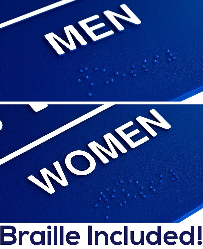[Australia - AusPower] - ADA Mens and Womens Restroom Braille 9 in x 6 in Signs With Braille Lettering By Retail Genius. Durable Plastic Placards Display Bathroom Location and Gender. Self-Adhesive Backing For Easy Install 