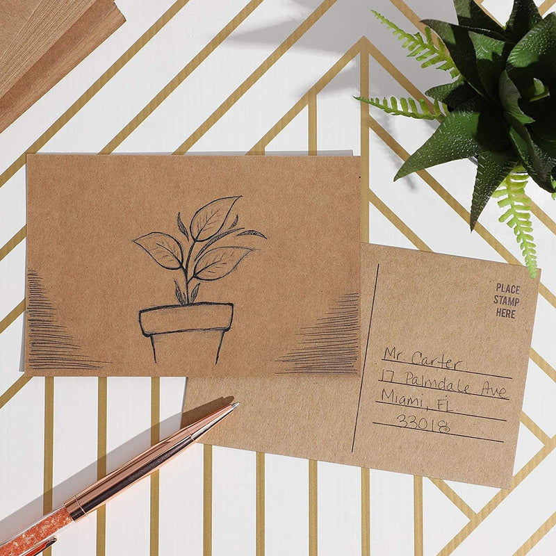 [Australia - AusPower] - 100 Pack Kraft Mailable Blank Postcards for Mailing, Wedding Invitations, Crafts (6x4 In)) 