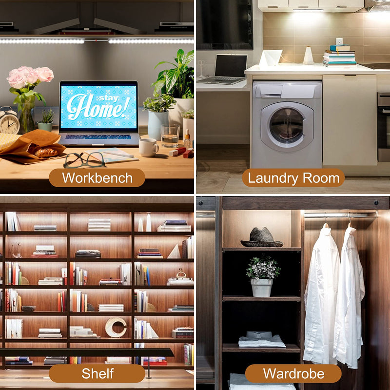 [Australia - AusPower] - Plug-in Under Cabinet Lighting, 2pcs 12 Inch Dimmable Closet Light, Cold White 6000K Linkable USB LED Light Bar, Memory Function, Under Counter Lights for Kitchen, Desk, Workspace 