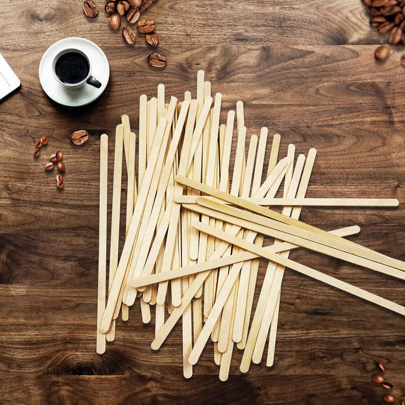 [Australia - AusPower] - 500Pcs Wooden Coffee Stir Sticks,Disposable Coffee Stirrers,5.5 Inches Biodegradable Compostable Eco-Friendly Wooden Stir Sticks,Round-End Birchwood Drink Beverage Stirrers 