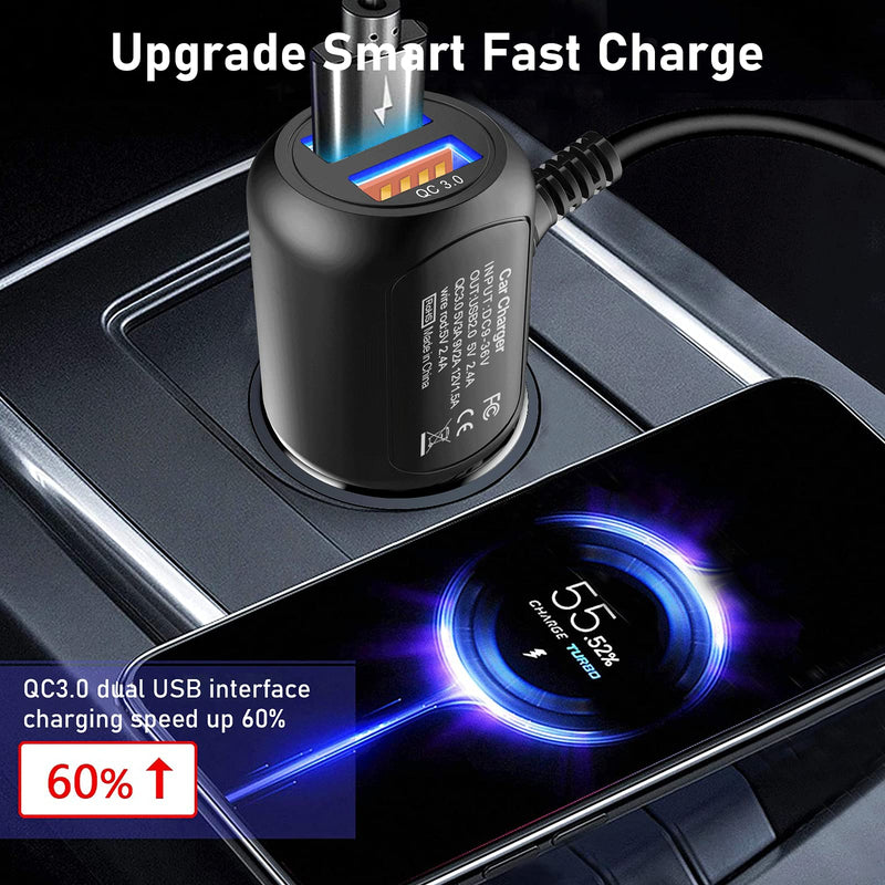 [Australia - AusPower] - Radar Detector Power Cord,for Uniden Escort Valentine Beltronics Passport Cobra etc Radar Detector,with Dual USB QC3.0 Quick Charger（RJ11 Black1 