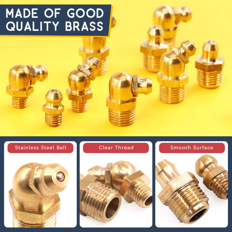 [Australia - AusPower] - Hilitchi Hydraulic Zerk Grease Fittings Assortment Kit with Grease Zerk Caps (SAE & Metric Grease Fitting-156Pcs) SAE & Metric-156PCS 