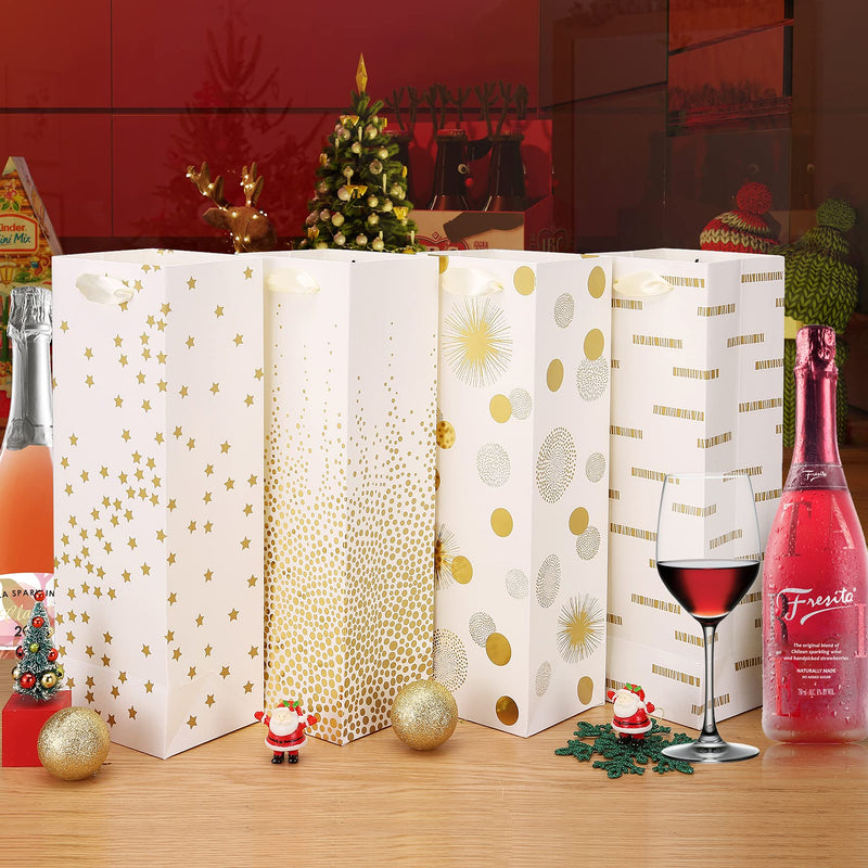 [Australia - AusPower] - Carnation 12Pack of Wine Gift Bag, Wine Gift Bags for Wine Bottles, 4 Colors White Gold Wine Bottle Gift Bags for Easter, Graduations, Weddings, Christmas, Thanksgiving, Hanukkah, Housewarmings, Mother's Day, 14Inch 