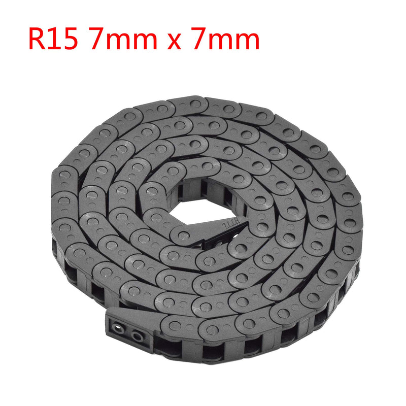 [Australia - AusPower] - Plastic Drag Chain Cable Carrier Closed Type with End Connectors R15 7 x 7mm L1000mm for Electrical CNC Router Machines 