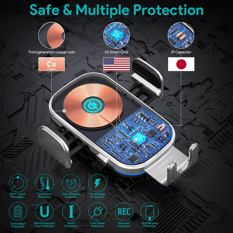 [Australia - AusPower] - Wireless Car Charger, 15W Auto-Clamping Car Charger Mount, Air Vent Car Charging Holder for iPhone 13/13 Pro /12/12 Pro/ 11/11 Pro/Xr/Xs Max/Xs/X/8, Samsung S21/S20 /Note10(with QC 3.0 Car Charger) 