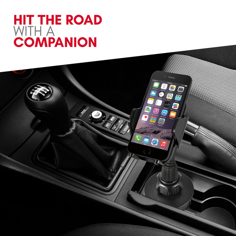 [Australia - AusPower] - Macally Car Cup Holder Phone Mount - Secure Fit for Phones up to 4.1” Wide - Cup Phone Holder for Car with Flexible Gooseneck & 360° Rotatable Cradle - Vehicle Fitment Cell Phone Cup Holder 