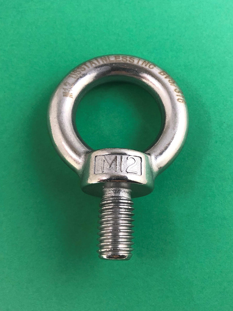 [Australia - AusPower] - 2 Pieces Stainless Steel 316 Lifting Eye Bolt 12mm M12 Marine Grade 