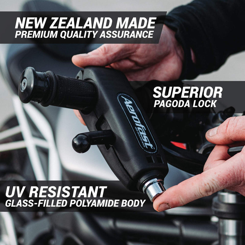 [Australia - AusPower] - Throttle Motorcycle Locks Anti Theft Handlebar Lock by Aerofast. Best Heavy Duty, Motorcycle Anti Theft Lock for Your Motorbike, ATV, Dirt Bike and Scooter - (Black) Black 