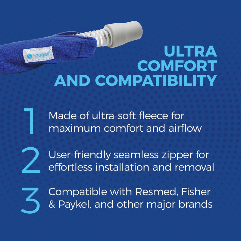 [Australia - AusPower] - CPAP 6 Feet Hose Cover by Snugell | Tubing Wrap Compatible with Most CPAP Tubing | Ultra-Soft Zippered Fleece Cover | Suited for Resmed, Fisher & Paykel and Other Tubes | Insulation & Hose Protection 
