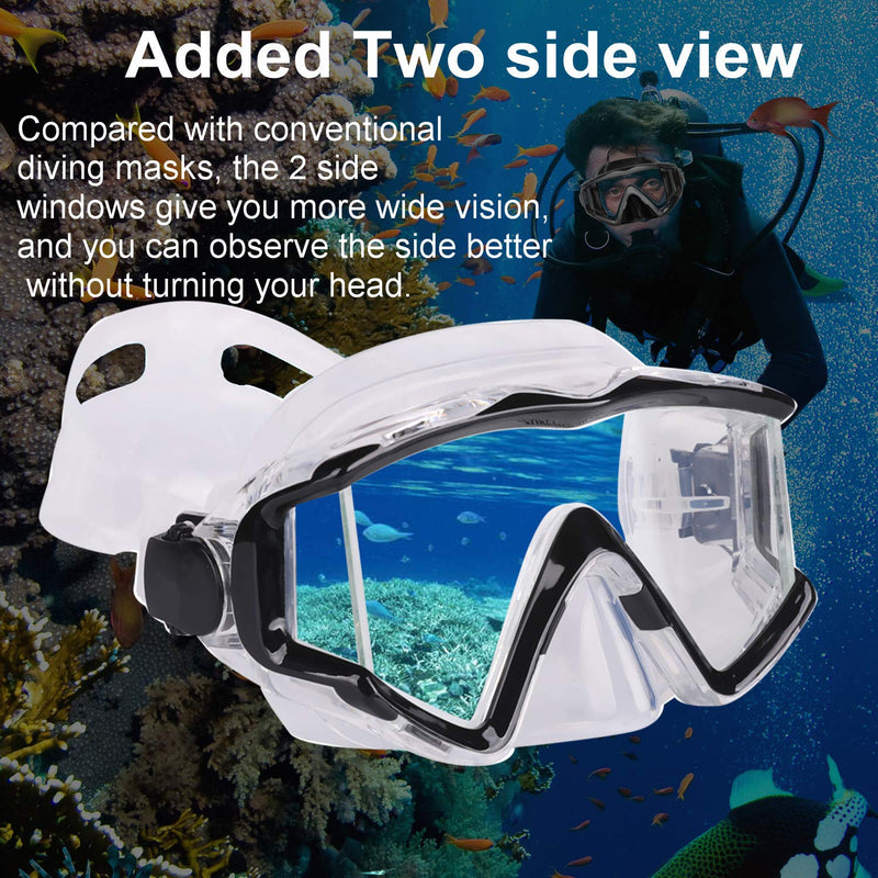 [Australia - AusPower] - AQUA A DIVE SPORTS Diving mask Anti-Fog Swimming Snorkel mask Suitable for Adults Scuba Dive Swim Snorkeling Goggles Masks Black transparent 