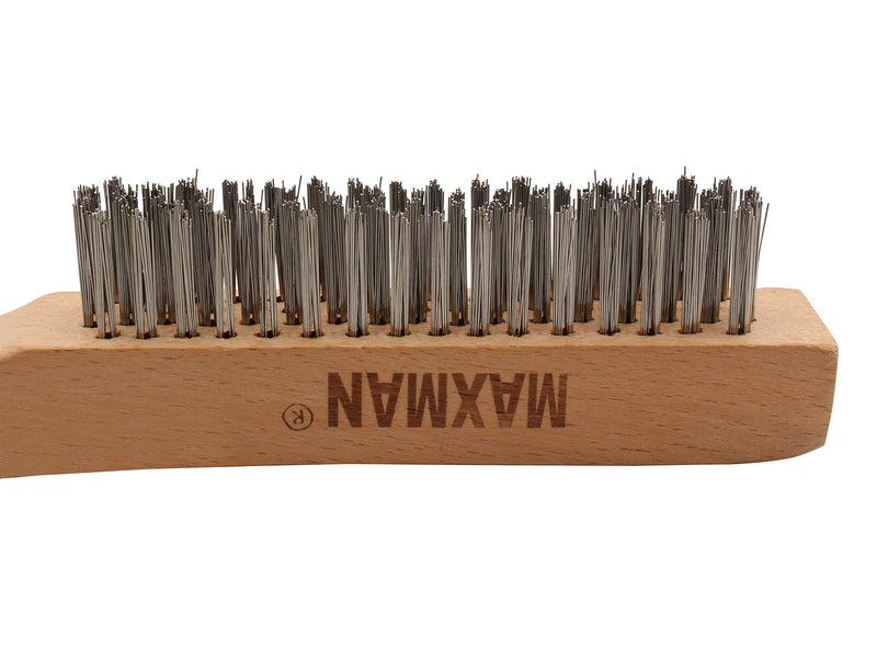 [Australia - AusPower] - Wire Brush, Heavy Duty Carbon Steel Wire Scratch Brush for Cleaning Rust with 10" Beech Wood Handle Carbon Steel Bristles 