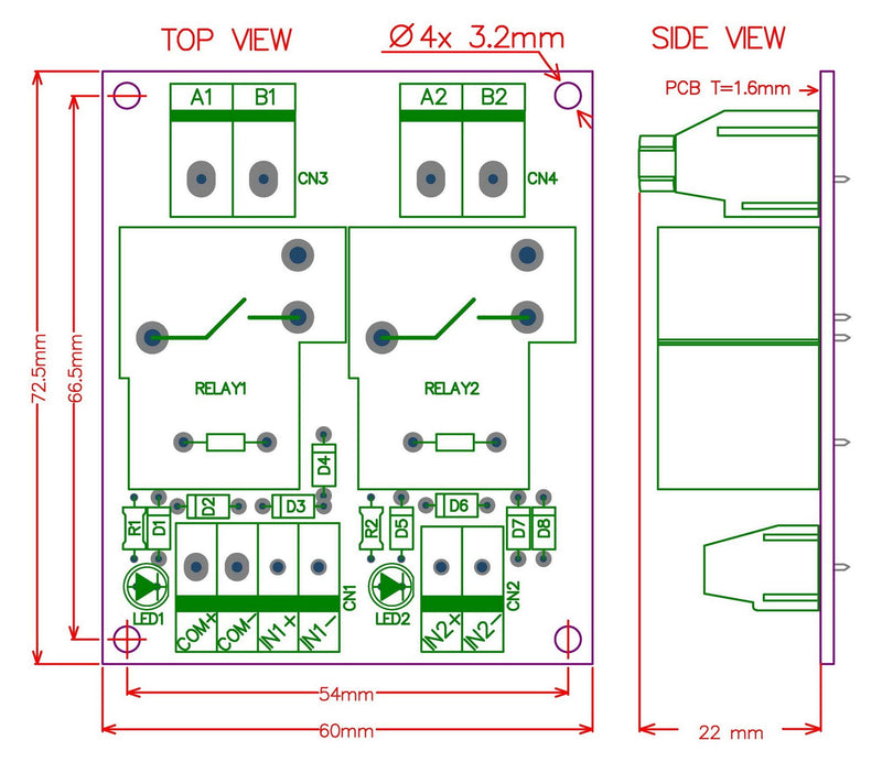 [Australia - AusPower] - CZH-Labs 24V Passive 2 SPST-NO 30Amp Power Relay Module Board. 