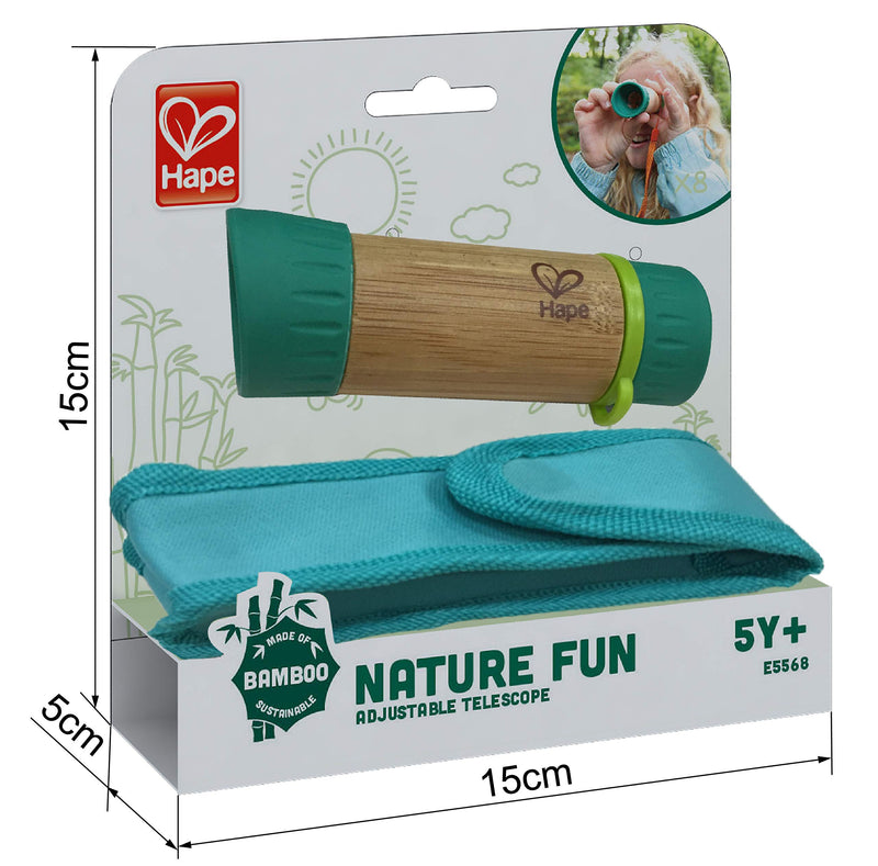[Australia - AusPower] - Hape Adjustable Telescope| Bamboo Spy Gear for Kids with 8X Magnification, Green 