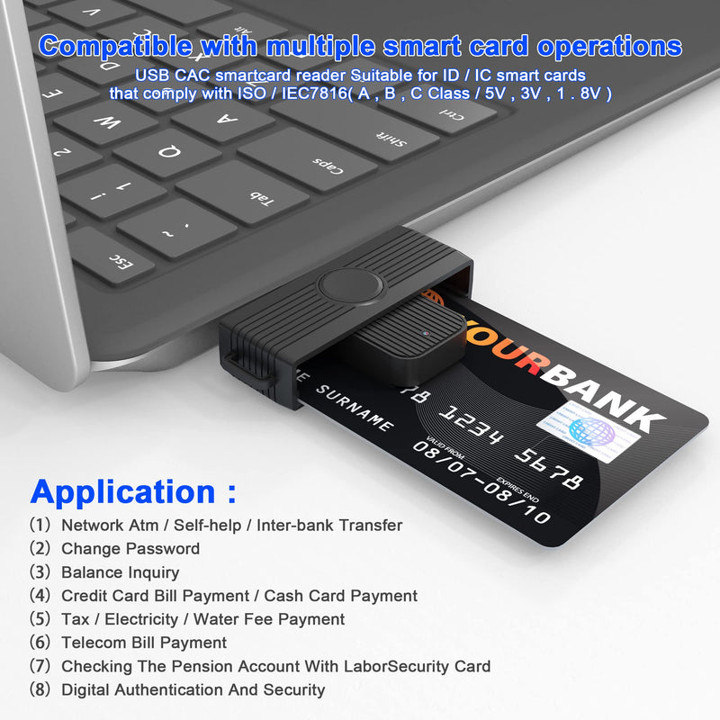 [Australia - AusPower] - CAC Reader, USB Type C Smart Card Reader+ SIM Card Reader, CAC Reader for Military Common Access CAC/IC Bank/Credit Card/Health card, Credit Card Reader Compatible Windows, Android Phone,Type C Laptop 