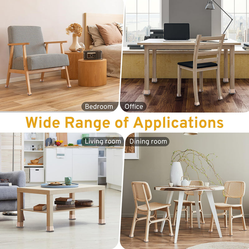 [Australia - AusPower] - 24PCS Square Chair Leg Floor Protectors, Furniture Sliders for Chair Legs, Chair Leg Protectors for Hardwood Floors, Non-Slip Felt Furniture Pads, Silicone Cap Covers to Protect Floors, Large L-Clear 