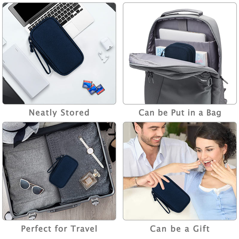 [Australia - AusPower] - FYY Electronic Organizer, Travel Cable Organizer Bag Pouch Electronic Accessories Carry Case Portable Waterproof Double Layers All-in-One Storage Bag for Cable, Cord, Charger, Phone, Earphone Navy Double Layer-S 