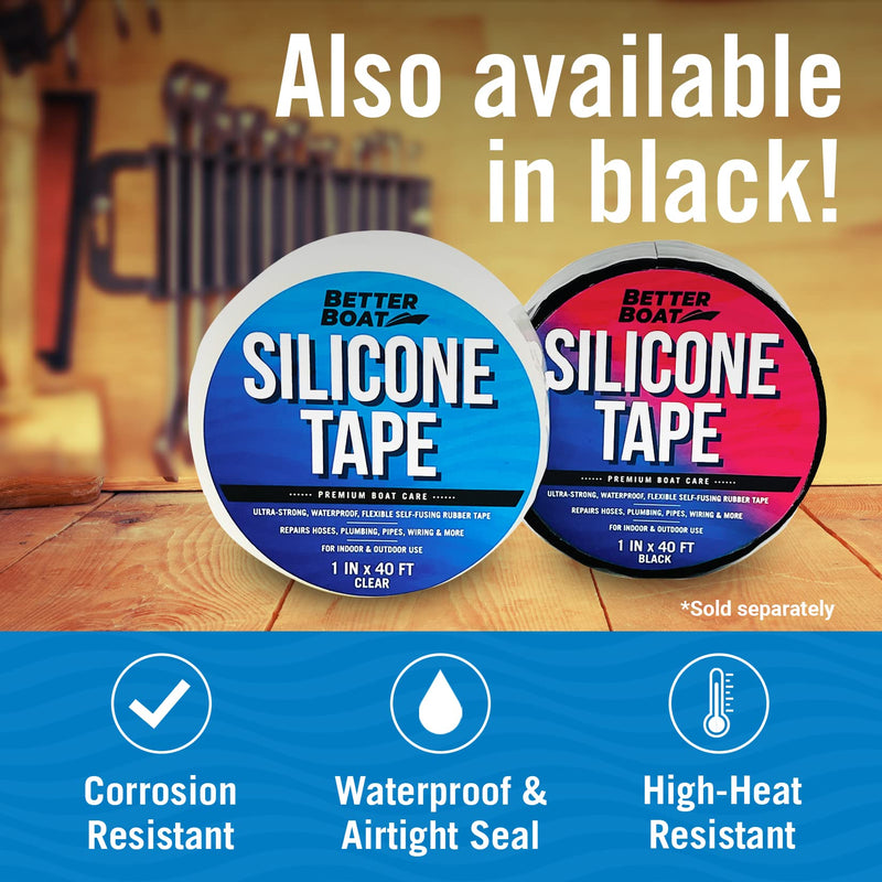[Australia - AusPower] - Rubber Tape Silicone Tape Self Fusing Rubber Grip Tape 1" x 40FT Clear Silicone Repair Pipe Tape Electrical Radiator Hose Coax Plumbers Water Seal Stretch 