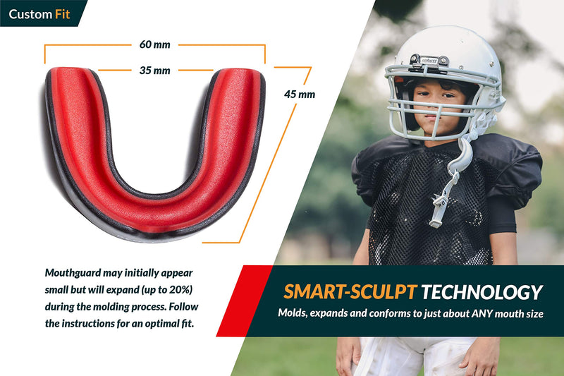 [Australia - AusPower] - Redline Sportswear Custom Molded Mouthguard w/Case | Youth - Adult - Braces | Best Protection for MMA, Boxing, BJJ, Lacrosse, Football, Hockey and Other Sports | BPA Free Blue & Black 