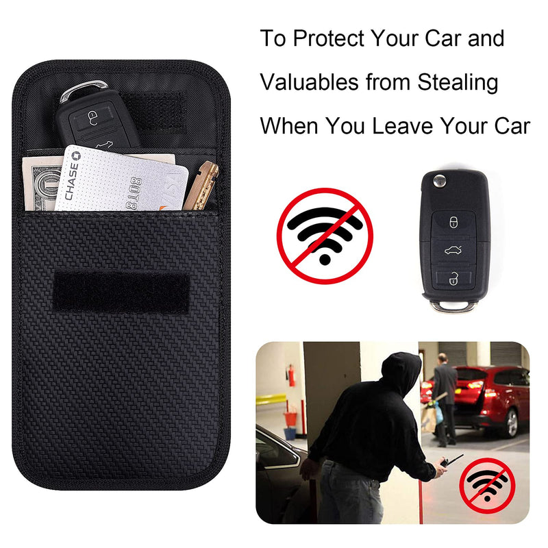 [Australia - AusPower] - Faraday Bag for Key Fob, Wisdompro WP4694 RFID Key Fob Protector RF Car Signal Blocking Faraday Cage Protector, Anti-Theft Pouch, Anti-Hacking Case Blocker - Black (PU Leather) Black (PU Leather) 