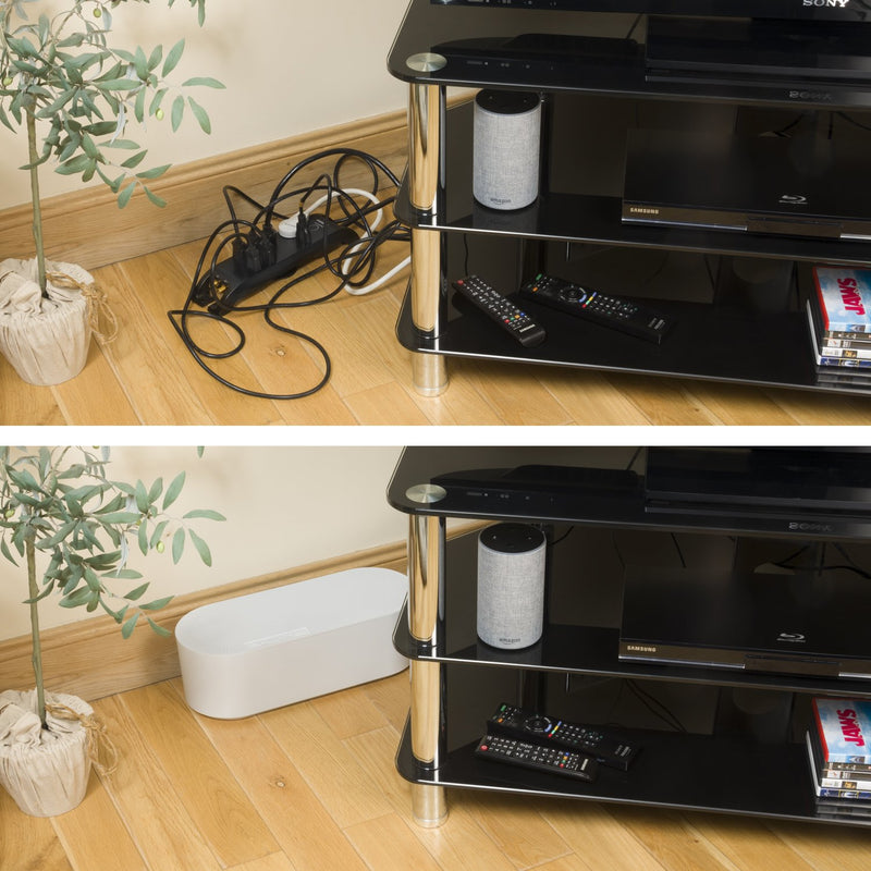 [Australia - AusPower] - D-Line Cable Management Box, Cord Organizer Box to Hide & Conceal Power Strips, Desk Cable Management Solution, Made from Electrically Safe ABS Material - 16.5" (L) x 6.5" (W) 5.25" (H) - White Large 