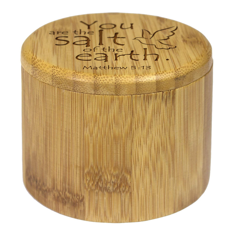 [Australia - AusPower] - Totally Bamboo Salt Cellar Bamboo Storage Box with Magnetic Swivel Lid, 6 Ounce Capacity, You are the Salt of the Earth Matthew 5:13 Engraved on Lid 