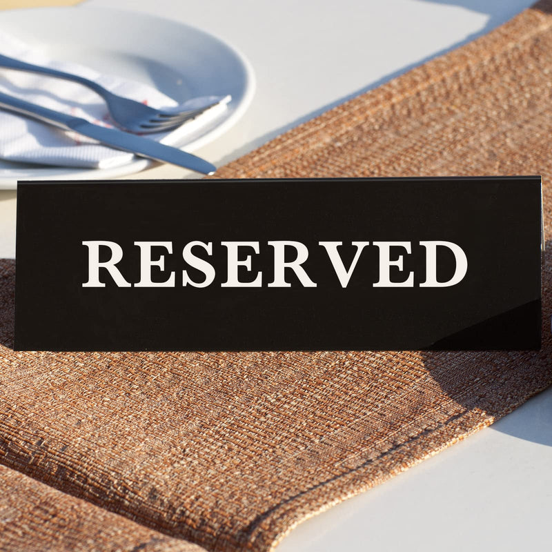 [Australia - AusPower] - 6 Pieces Plastic Reserved Table Sign Table Tent Wedding Sign Guest Reservation Table Seat Sign for Restaurant Wedding Chairs, Black (5.9 x 2 Inches) (White Words Black Background, 7.9 x 2.7 Inches) White Words Black Background 