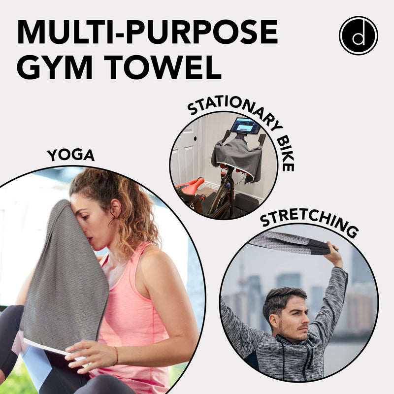 [Australia - AusPower] - Fitness Gym Towels (2 Pack) for Workout, Sports and Exercise - Soft, Lightweight, Quick-drying, Odor-free - by desired body Grey 
