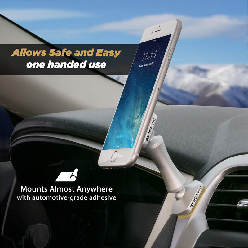 [Australia - AusPower] - SCOSCHE MEDPASR MagicMount Elite Double-Pivot Adhesive Magnetic Mount for Mobile Devices, Silver Double Pivot Adhesive 