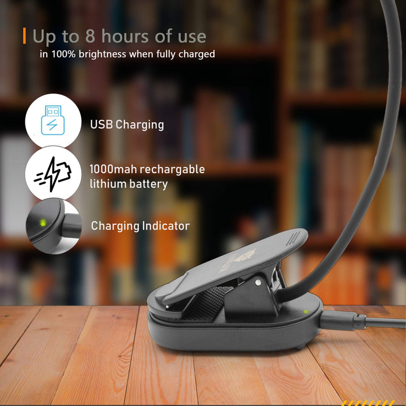 [Australia - AusPower] - Book Light for Reading in Bed at Night by OWLER, Clip On Amber Book Light, Warm LED Reading Night Light, USB Rechargeable, Kindle Accessory, Lampara para Leer Libros, Comes with Magnifier Bookmark 