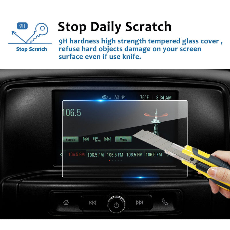 [Australia - AusPower] - LFOTPP Fit for 2016-2020 2021 GMC Sierra 1500 2500HD 3500HD 7 Inch IntelliLink Car Navigation Screen Protector, [9H] Tempered Glass Center Touch Screen Protector High Clarity (7-Inch) 