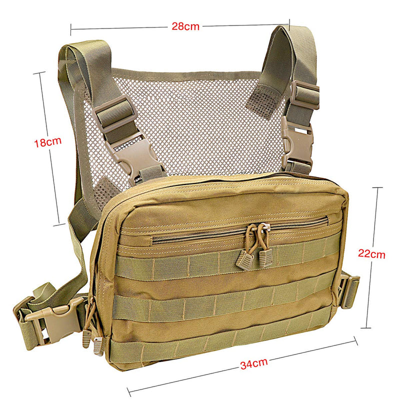 [Australia - AusPower] - abcGoodefg Tactical Chest Rig, Molle Radio Chest Harness Holder Holster Vest for Two Way Radio Walkie Talkies Tan 
