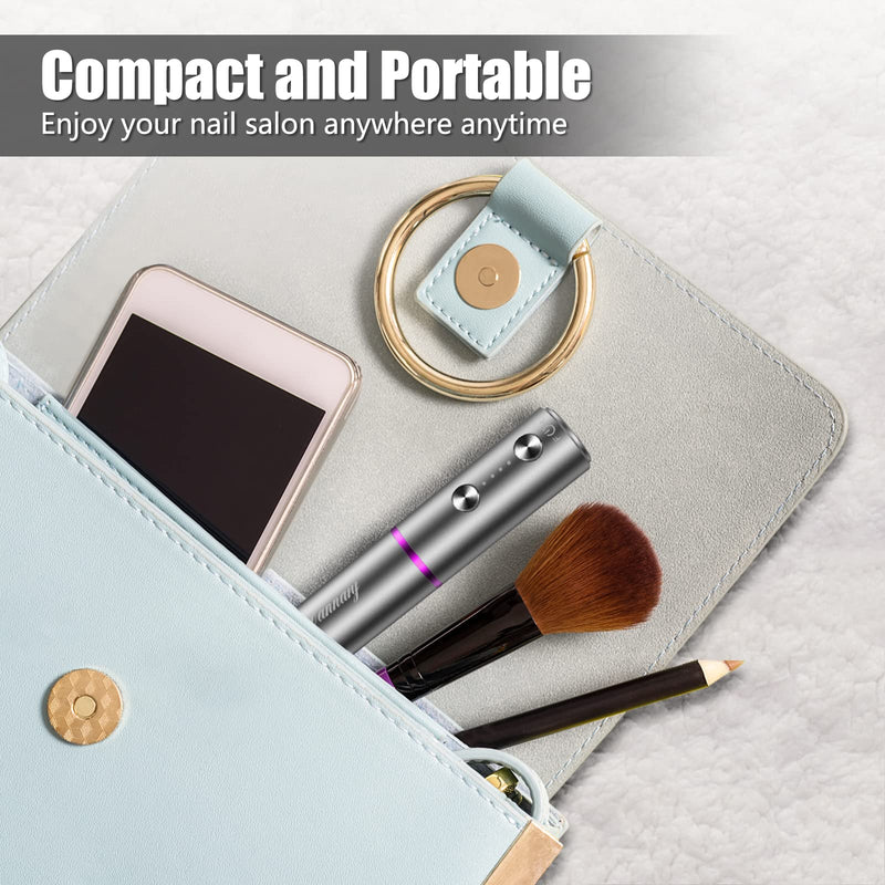 [Australia - AusPower] - Electric Nail Drill Machine Professional,Cordless Electric Nail File for Acrylic Gel Nails,Efile Manicure and Pedicure Kit for Grinding Polishing Trimming(Gray) Gray 