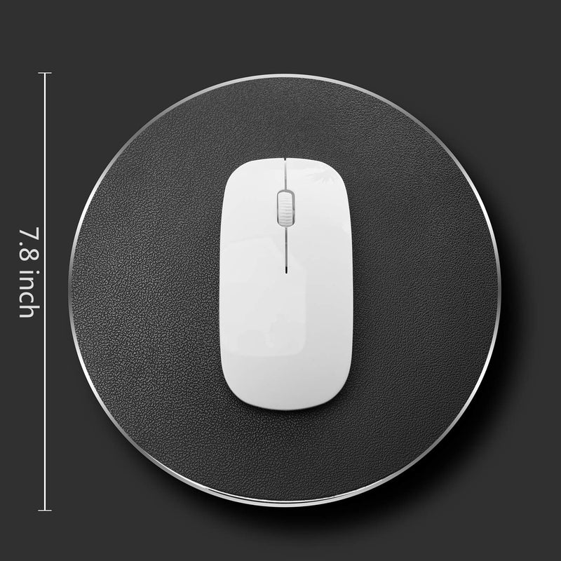 [Australia - AusPower] - DSKKWS Metal Aluminum Mouse Pad, Office Thin Hard Mouse Mat Leather Surface Double Side Precision Silver and Black Mouse Pads for Fast and Accurate Control(Round) Silver Round 
