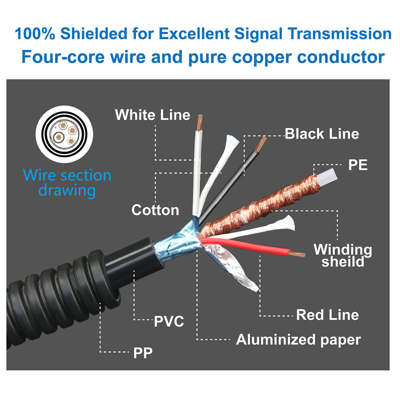 [Australia - AusPower] - 4 Pin Aviation Cable with Corrugation Tube Cover, 4 Pin Video Cable for Backup Camera,4 Pin Camera Extension Cable for Rear View Camera System RV Truck Trailer Bus Waterproof by INSEETECH (16ft/5m) 5m/16ft 