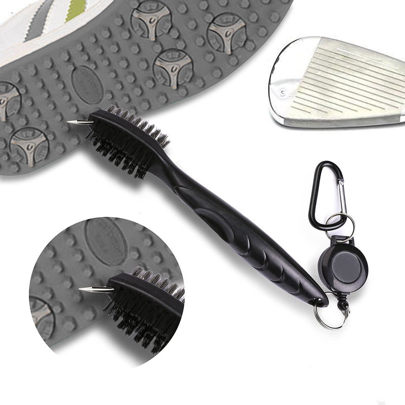 [Australia - AusPower] - Aebor Golf Towels, Microfiber Waffle Pattern Tri-fold Golf Towel - Brush Tool Kit with Club Groove Cleaner, with Clip Men Women Golf Gifts and Golf Accessories (2 Black Towel+Black Brush) 2 Black Towel+black Brush 