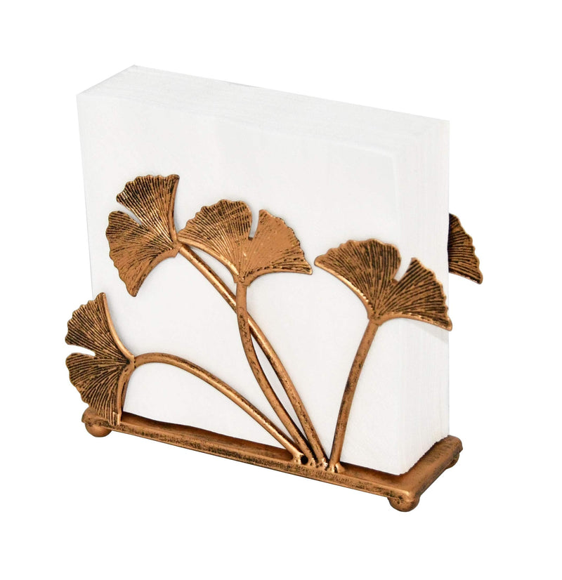 [Australia - AusPower] - OwlGift Modern Ginkgo Leaves Design Napkin Holder for Tables, Metal Paper Napkin Storage for Kitchen, Stylish Paper Towel Dispenser, Mail Letter Sorter Rack, Document File Organizer – Bronze 
